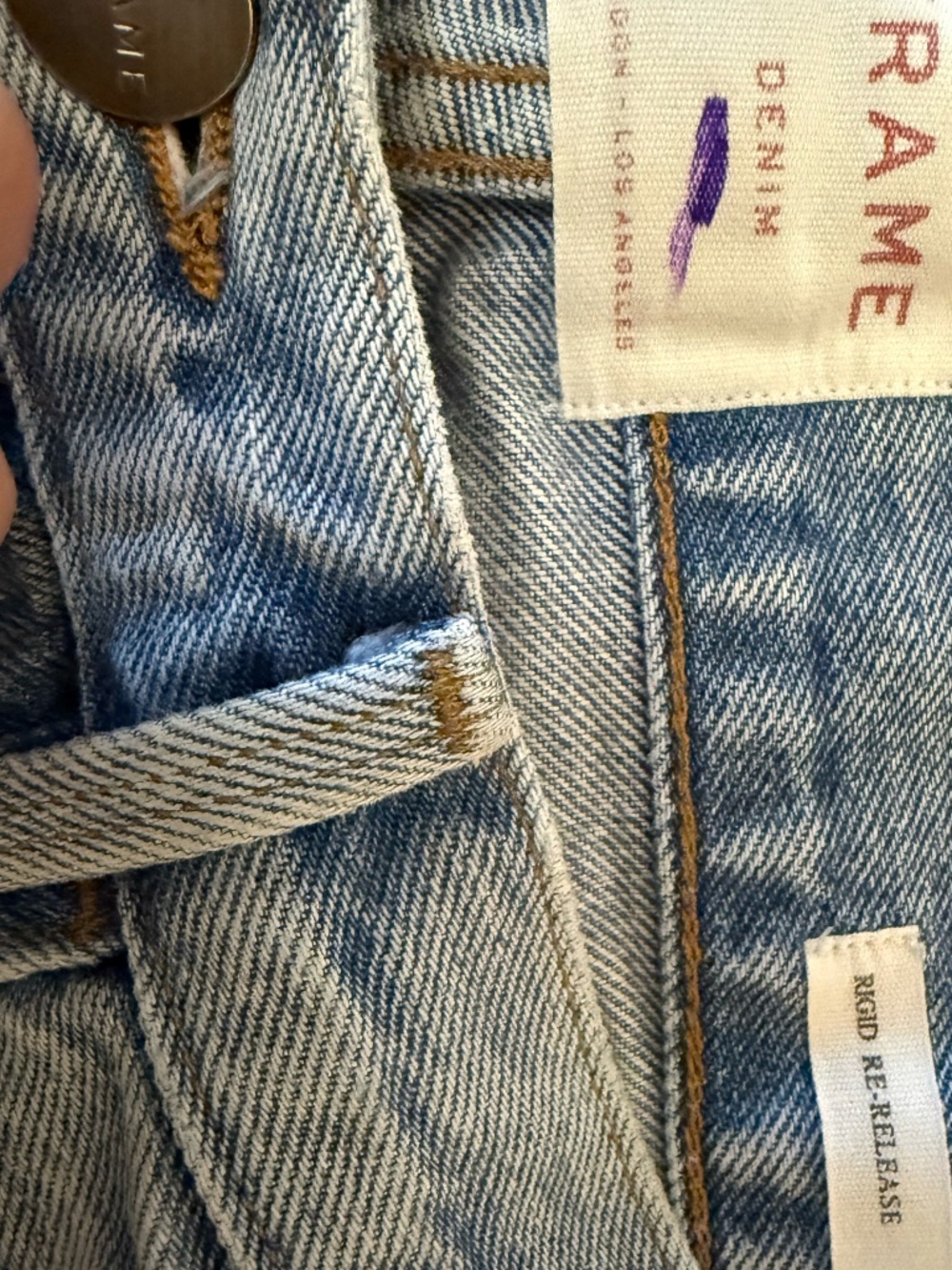 FRAME Le High Straight Jeans The Echo Light Wash Rigid Denim Size 28 - Picture 5 of 5